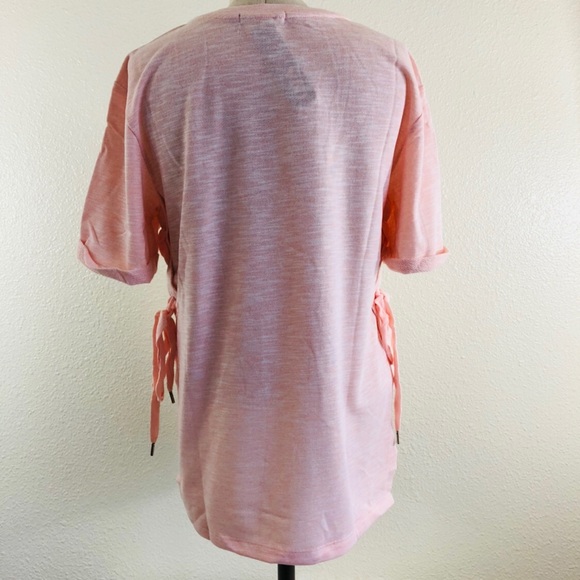Blush Side Lace Up Short Sleeve Tee - Picture 5 of 7